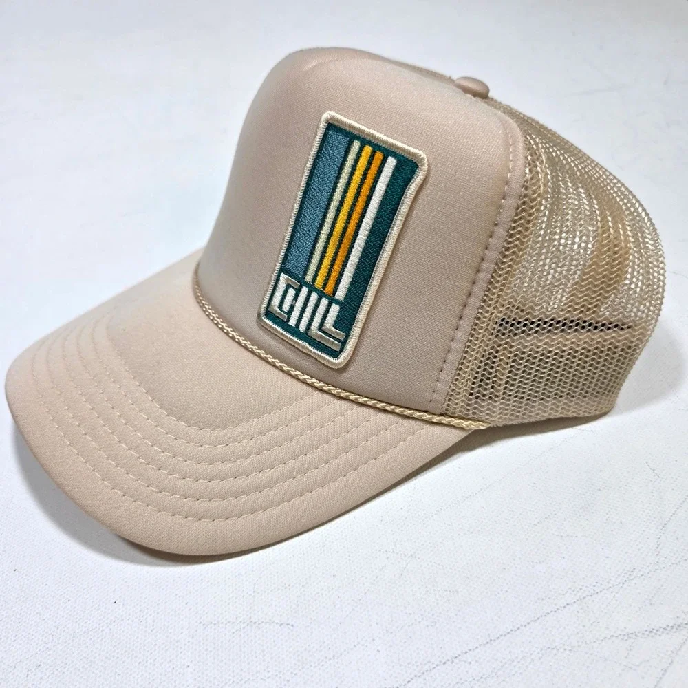 Port Sandz Trucker Hat Mens Tan Chill Patch Retro Mesh Snapback Cap Beach Surfer
